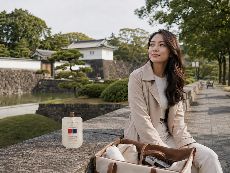 Tokyo travel skincare with Singapore Girl product at Sensoji Temple in Asakusa, Japan